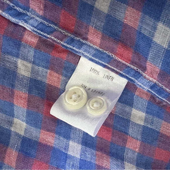 Johnnie-O Linen Check Button Down Shirt - Picture 7 of 8